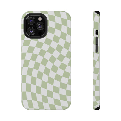 Light Green Wavy Checkered iPhone Case