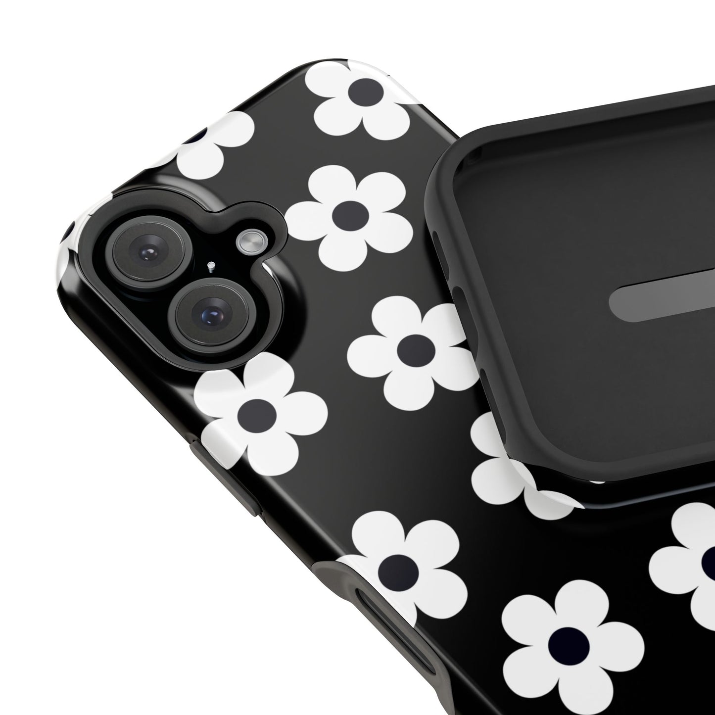 Black Retro Flowers iPhone Case