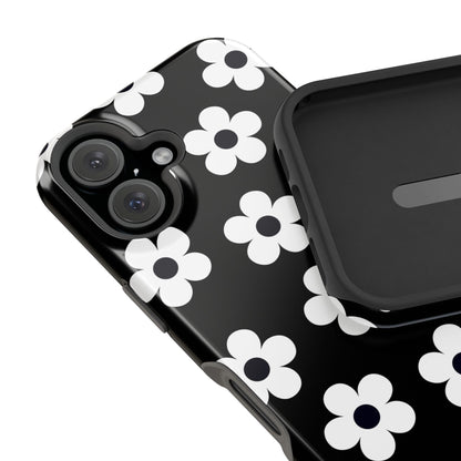 Black Retro Flowers iPhone Case