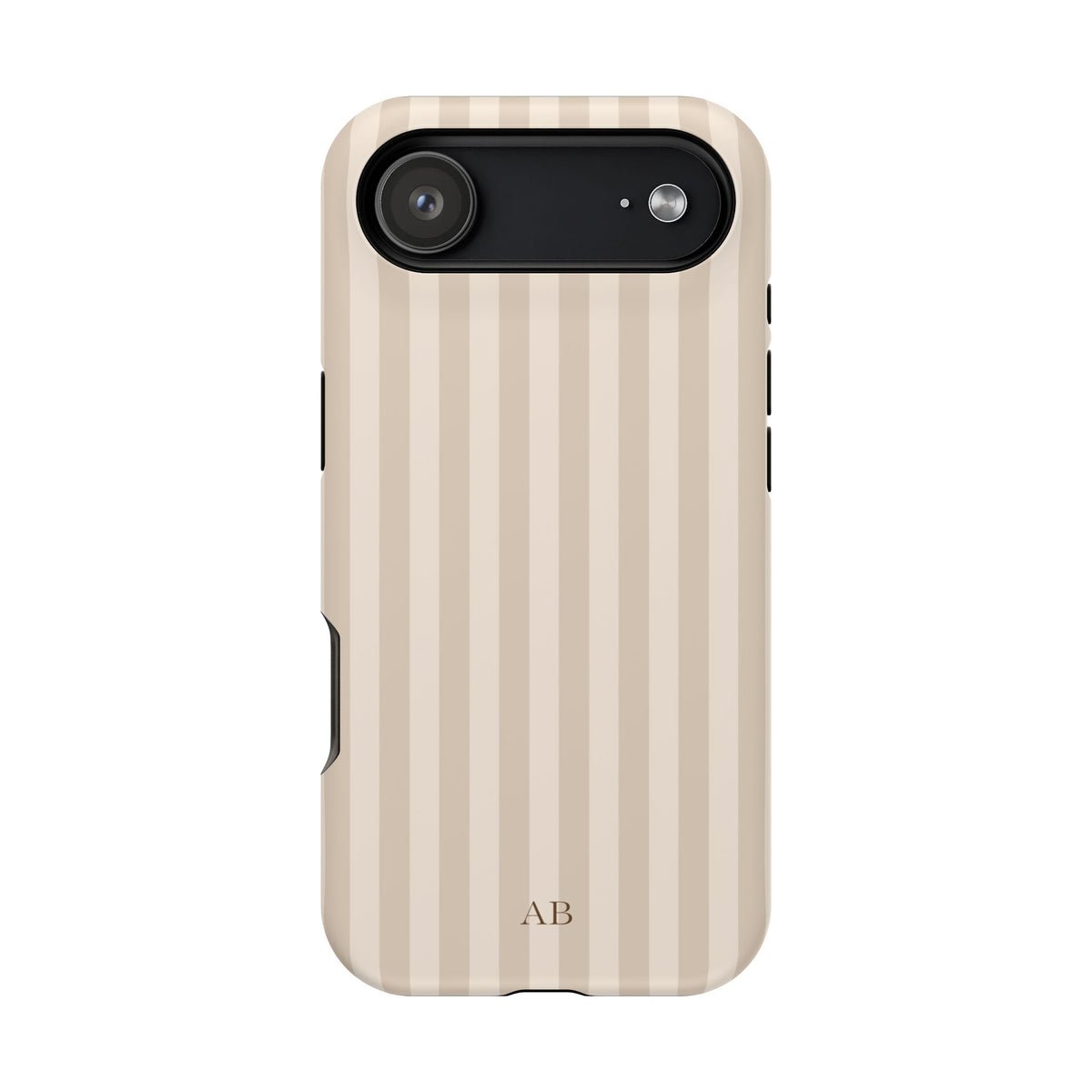 Custom Initials Beige Stripes iPhone Case
