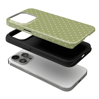 Pink Matcha Mini Polka Dots iPhone Case