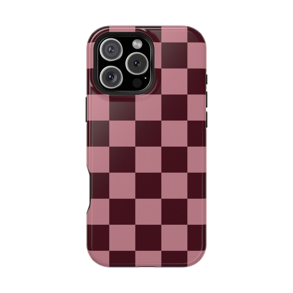 Burgundy & Pink Checkered iPhone Case