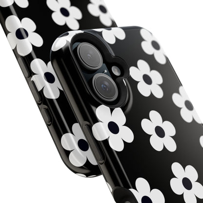 Black Retro Flowers iPhone Case