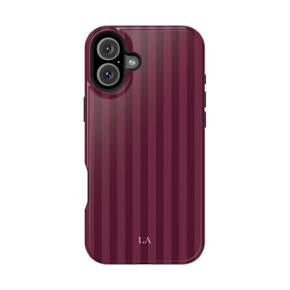 Custom Initials Plum Stripes iPhone Case