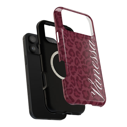 Custom Burgundy Leopard iPhone Case