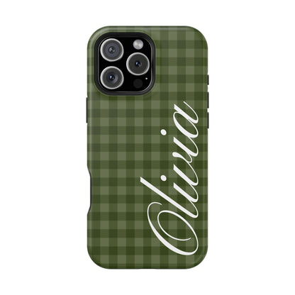 Custom Green Gingham iPhone Case