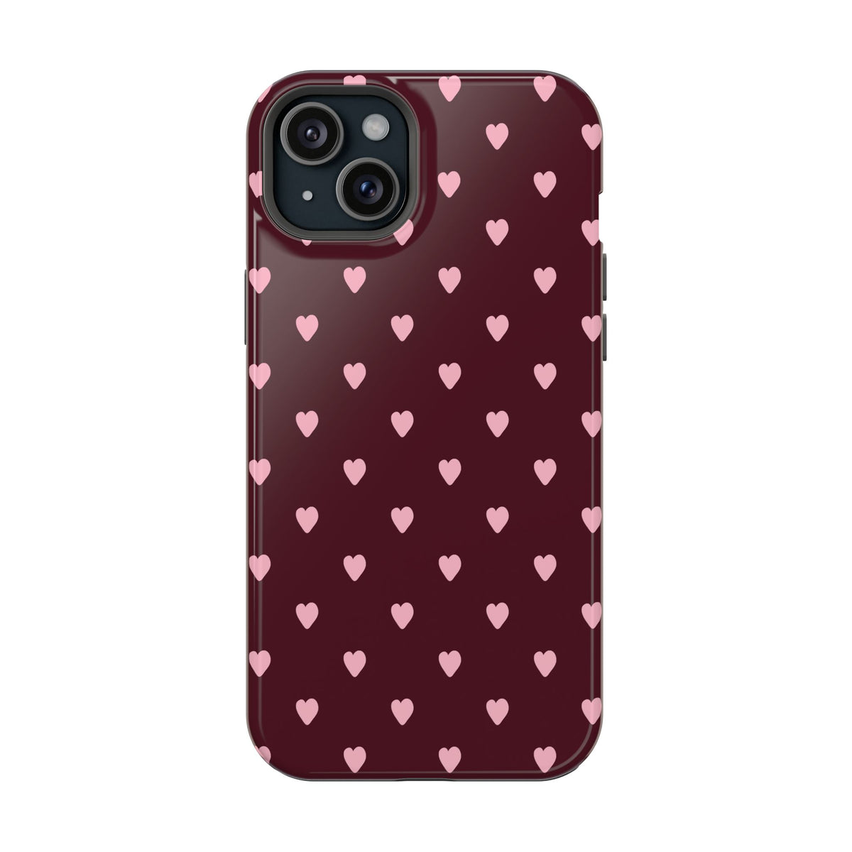 Burgundy & Pink Little Hearts iPhone Case