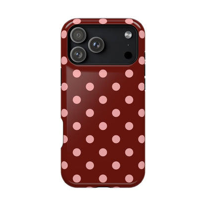 Maroon Polka Dots iPhone Case