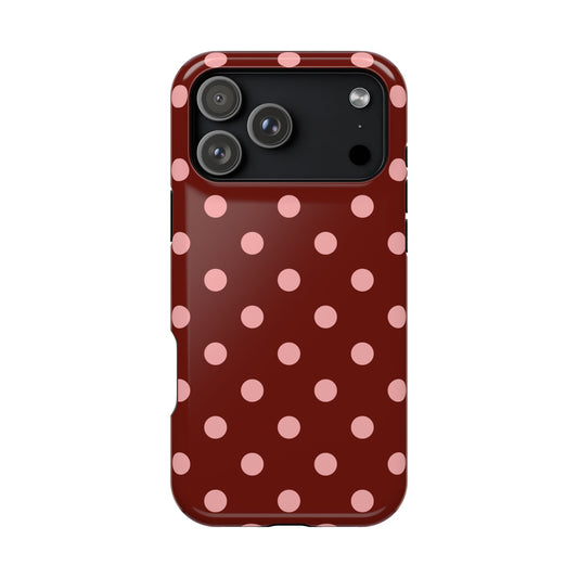 Maroon Polka Dots iPhone Case