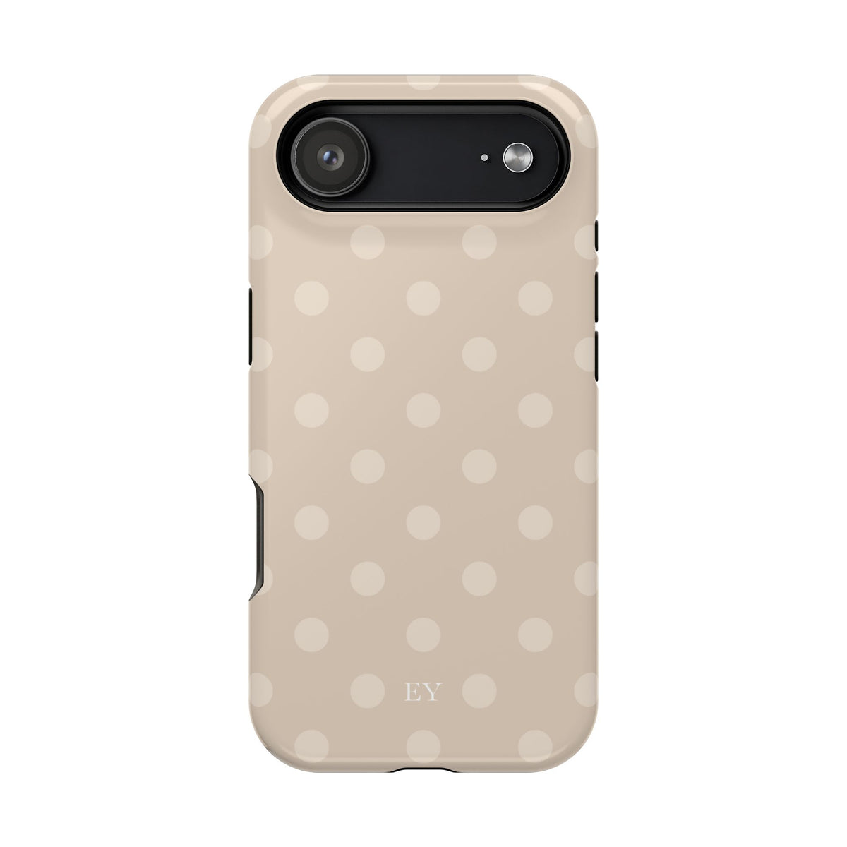 Custom Initials Beige Polka Dots iPhone Case