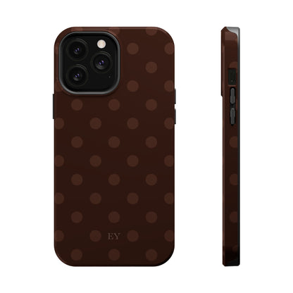 Custom Initials Mocha Polka Dots iPhone Case