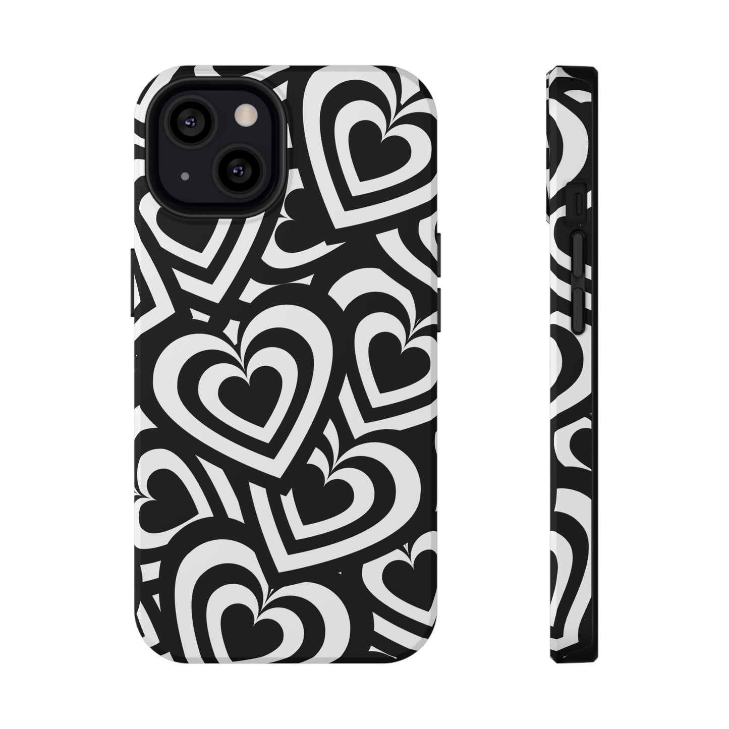 Black & White Hearts iPhone Case