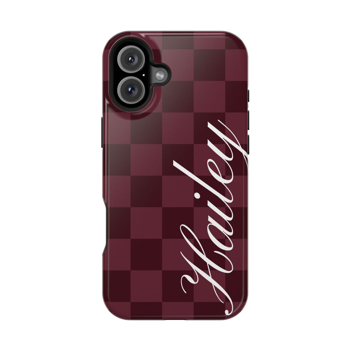 Custom Burgundy Checkered iPhone Case