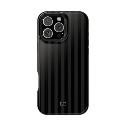 Custom Initials Black Stripes iPhone Case