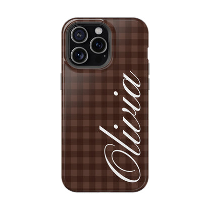Custom Brown Gingham iPhone Case