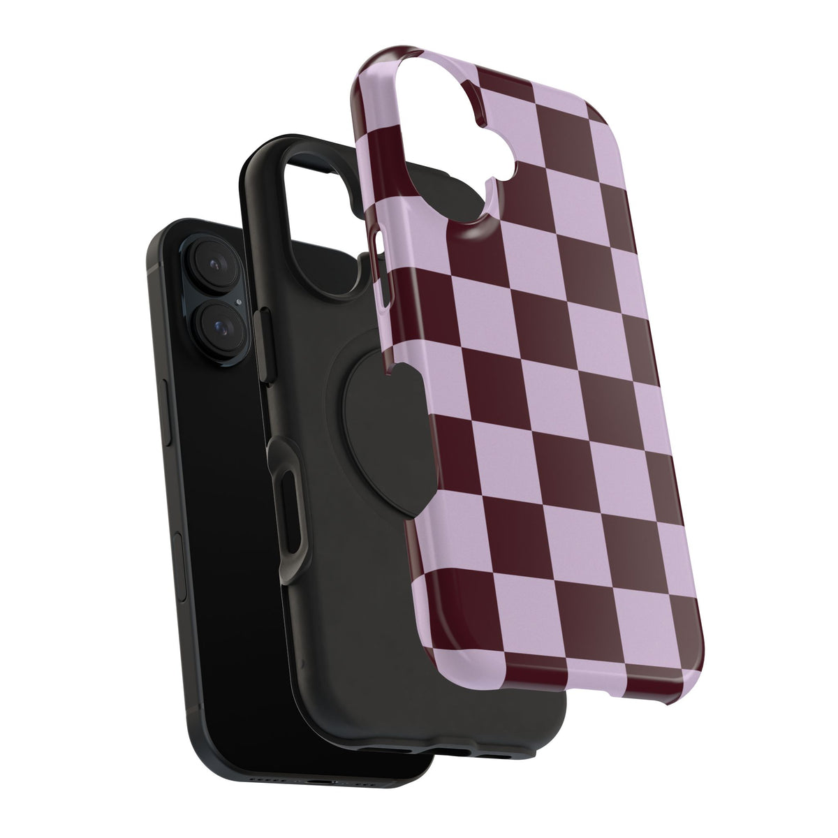 Burgundy & Violet Checkered iPhone Case