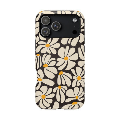 Black Retro Flowers iPhone Case