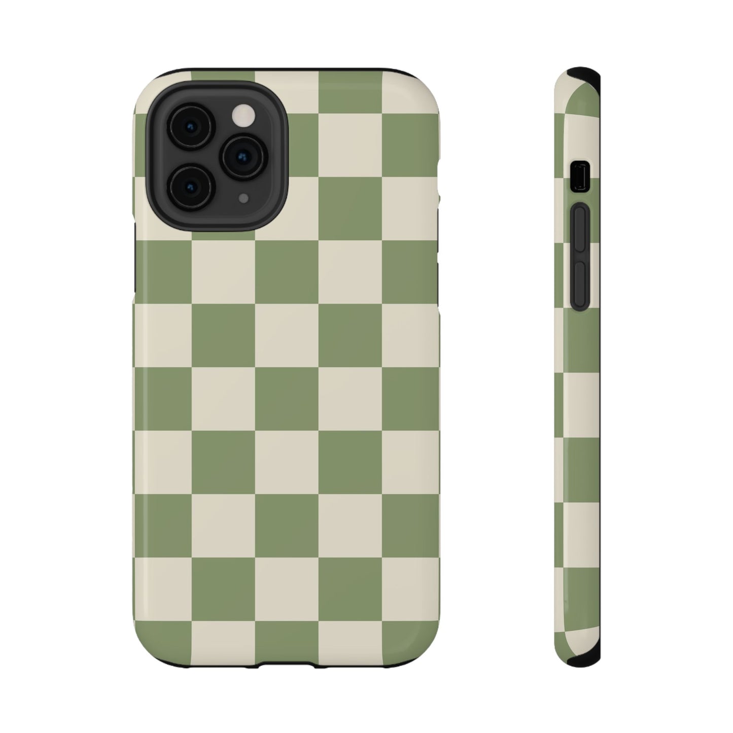Green & Beige Checkered iPhone Case