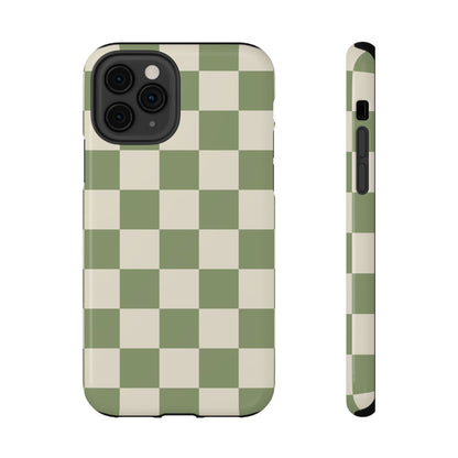 Green & Beige Checkered iPhone Case