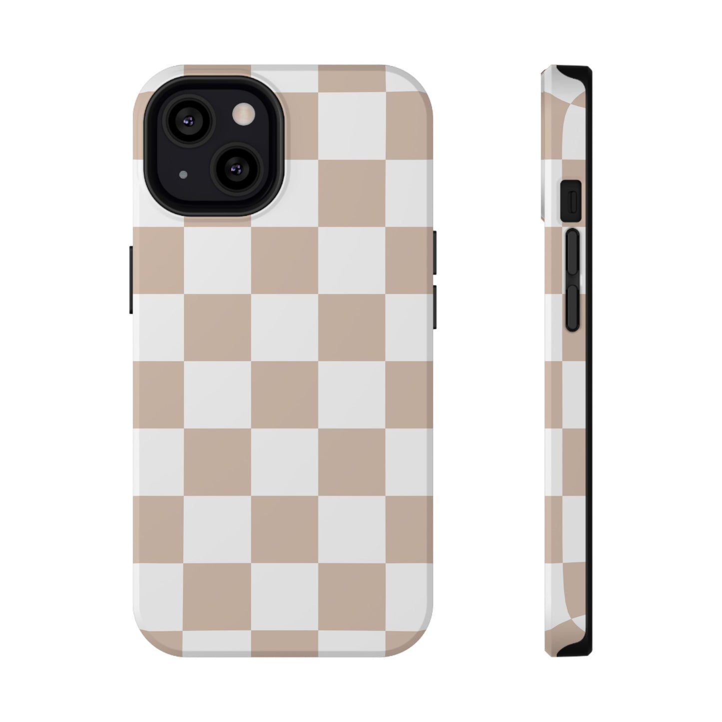Beige & White Checkered iPhone Case