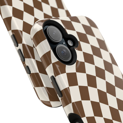 Brown Wavy Checkered iPhone Case