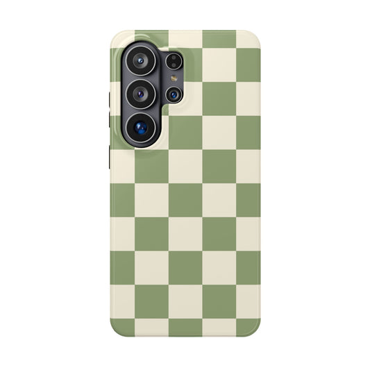 Green & Beige Checkered Samsung Case