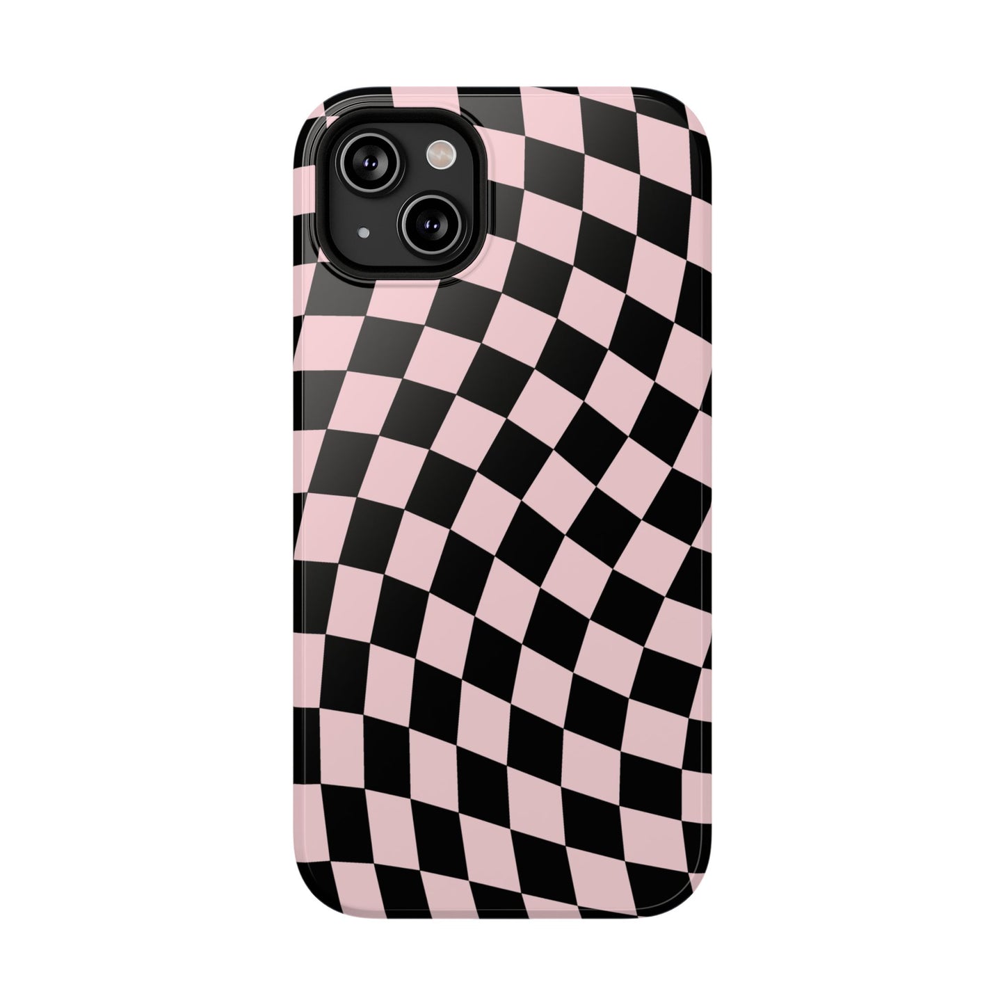 Pink & Black Wavy Checkered iPhone Case
