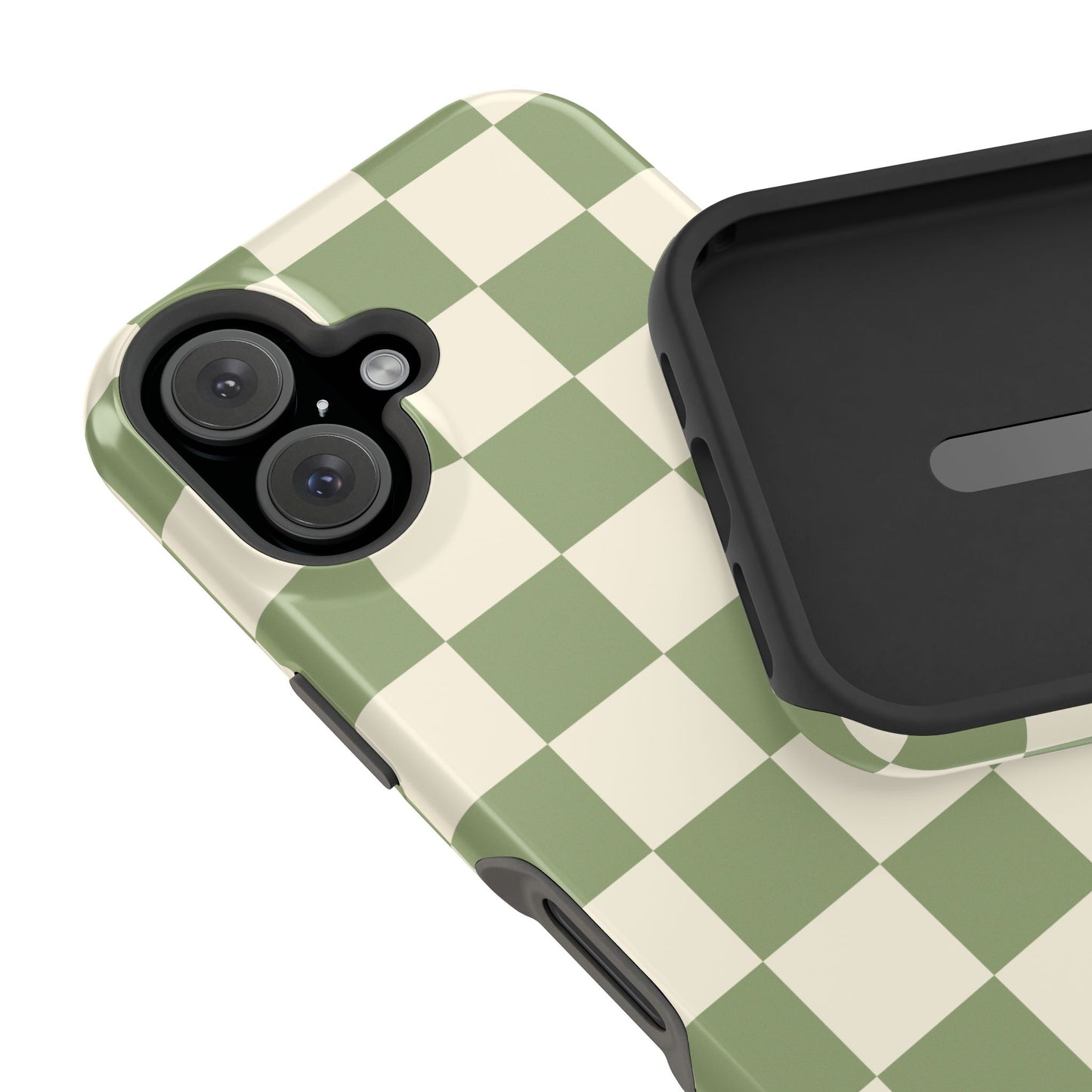 Green & Beige Checkered iPhone Case