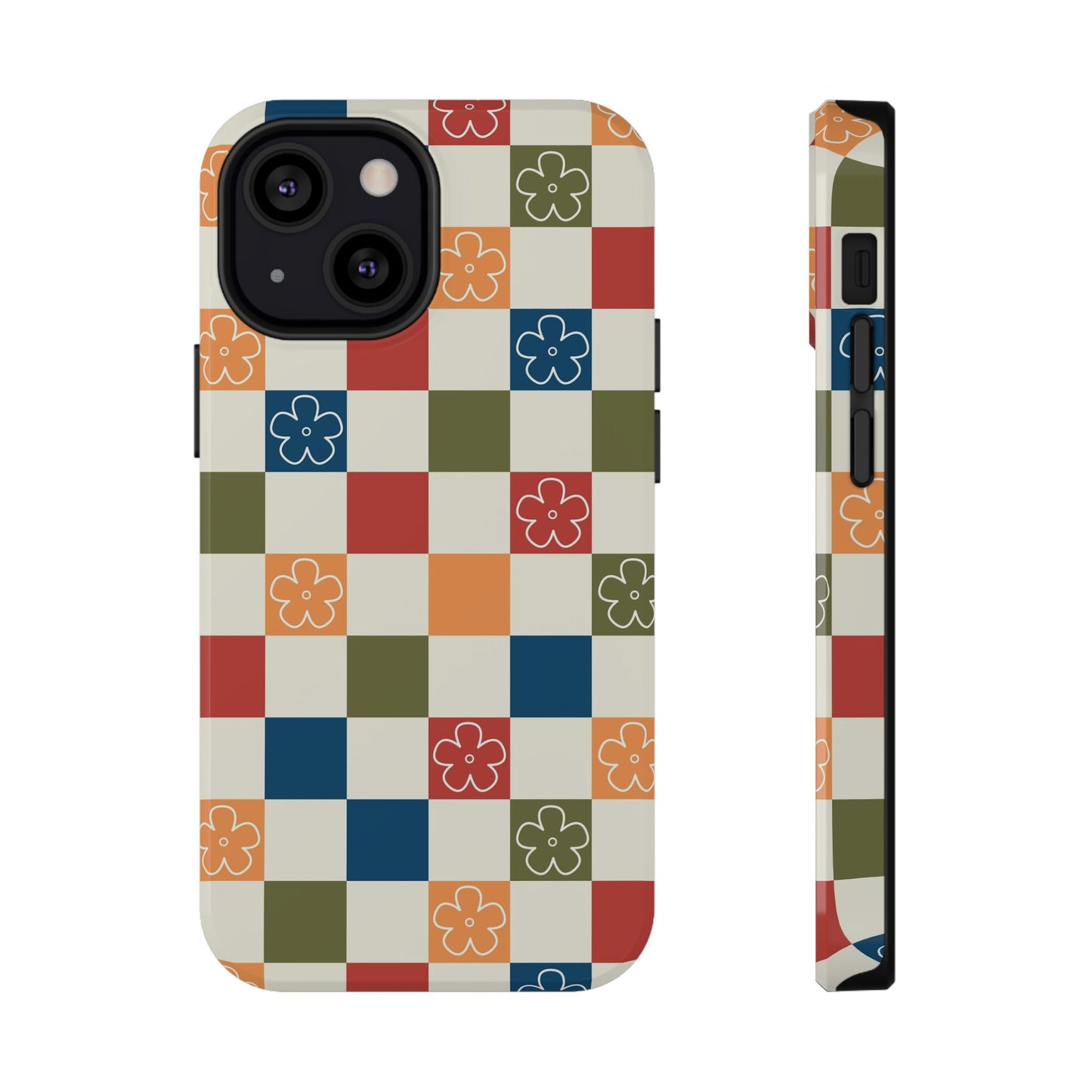 Vintage Flowers Checkered iPhone Case