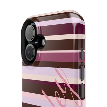 Custom Berry Mocha Stripes iPhone Case