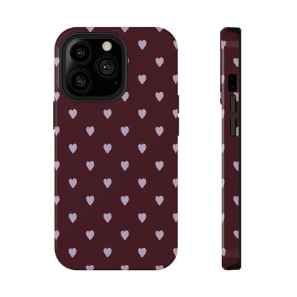 Burgundy & Purple Little Hearts iPhone Case