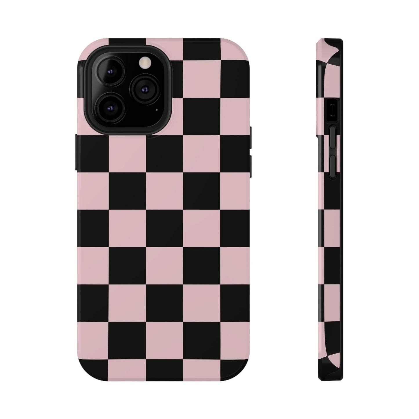 Pink & Black Checkered iPhone Case