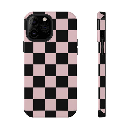 Pink & Black Checkered iPhone Case