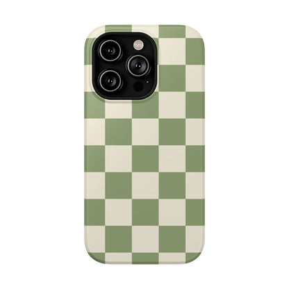 Green & Beige Checkered iPhone Case