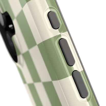 Green & Beige Checkered iPhone Case