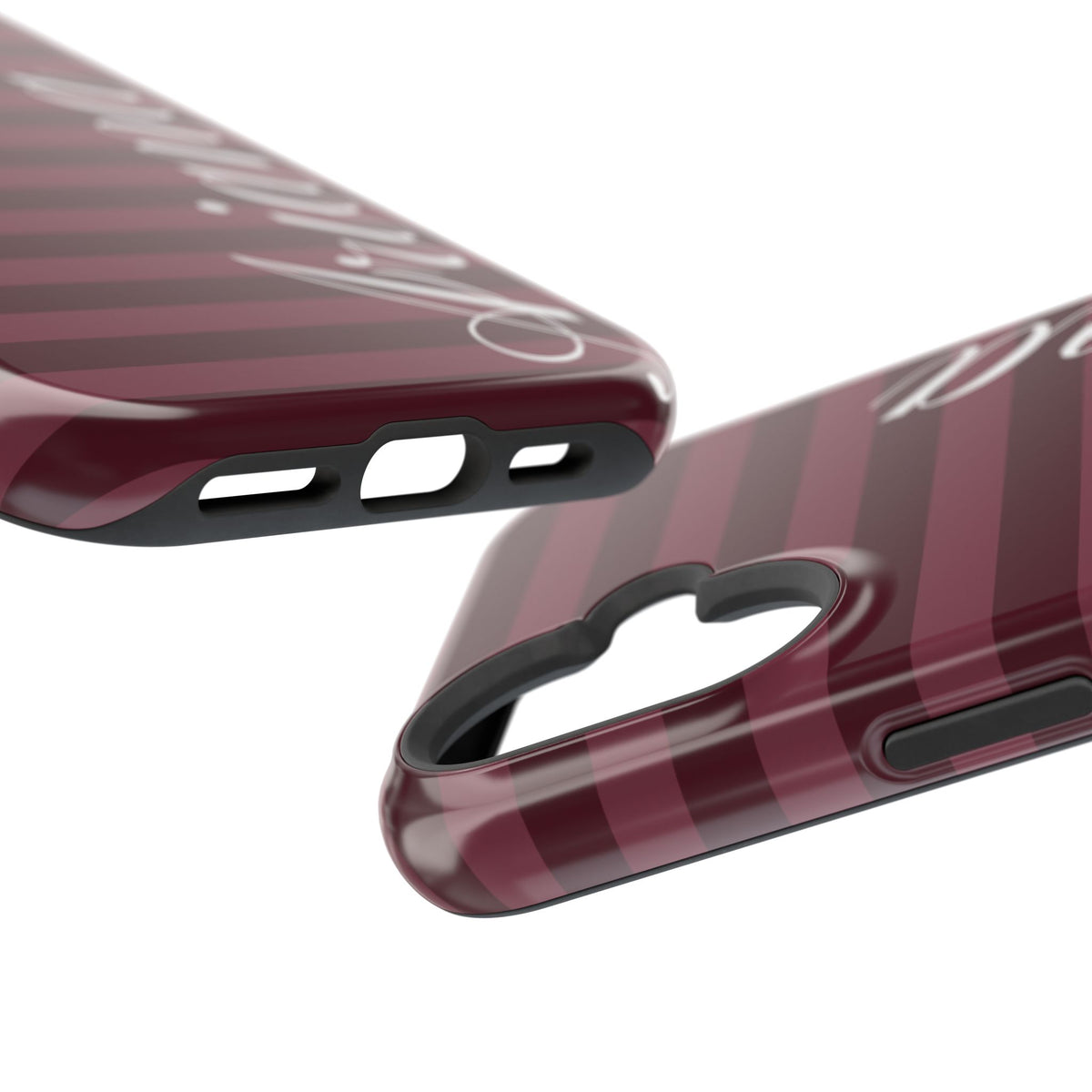 Custom Burgundy Classic Striped iPhone Case
