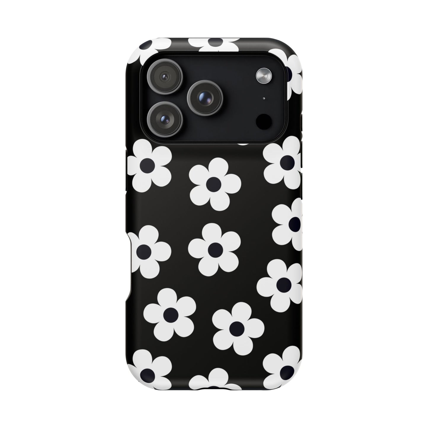 Black Retro Flowers iPhone Case