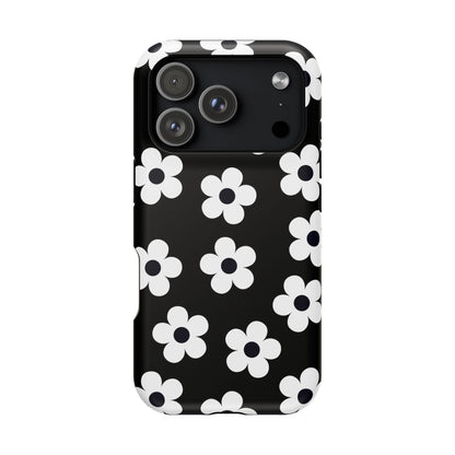 Black Retro Flowers iPhone Case