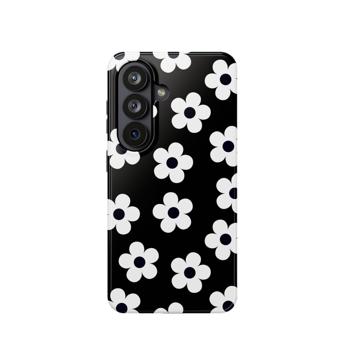 Black Retro Flowers Samsung Case