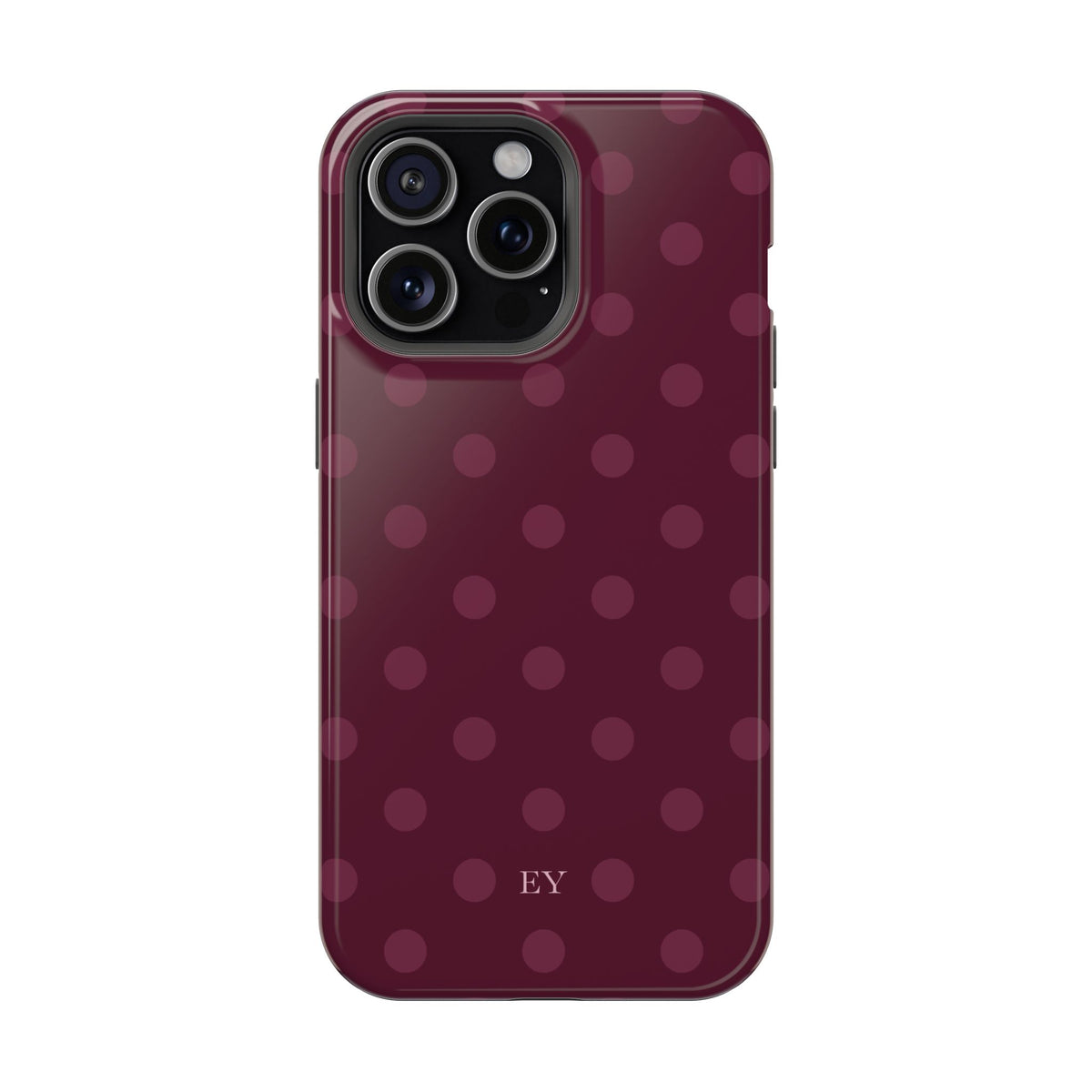 Custom Initials Plum Polka Dots iPhone Case