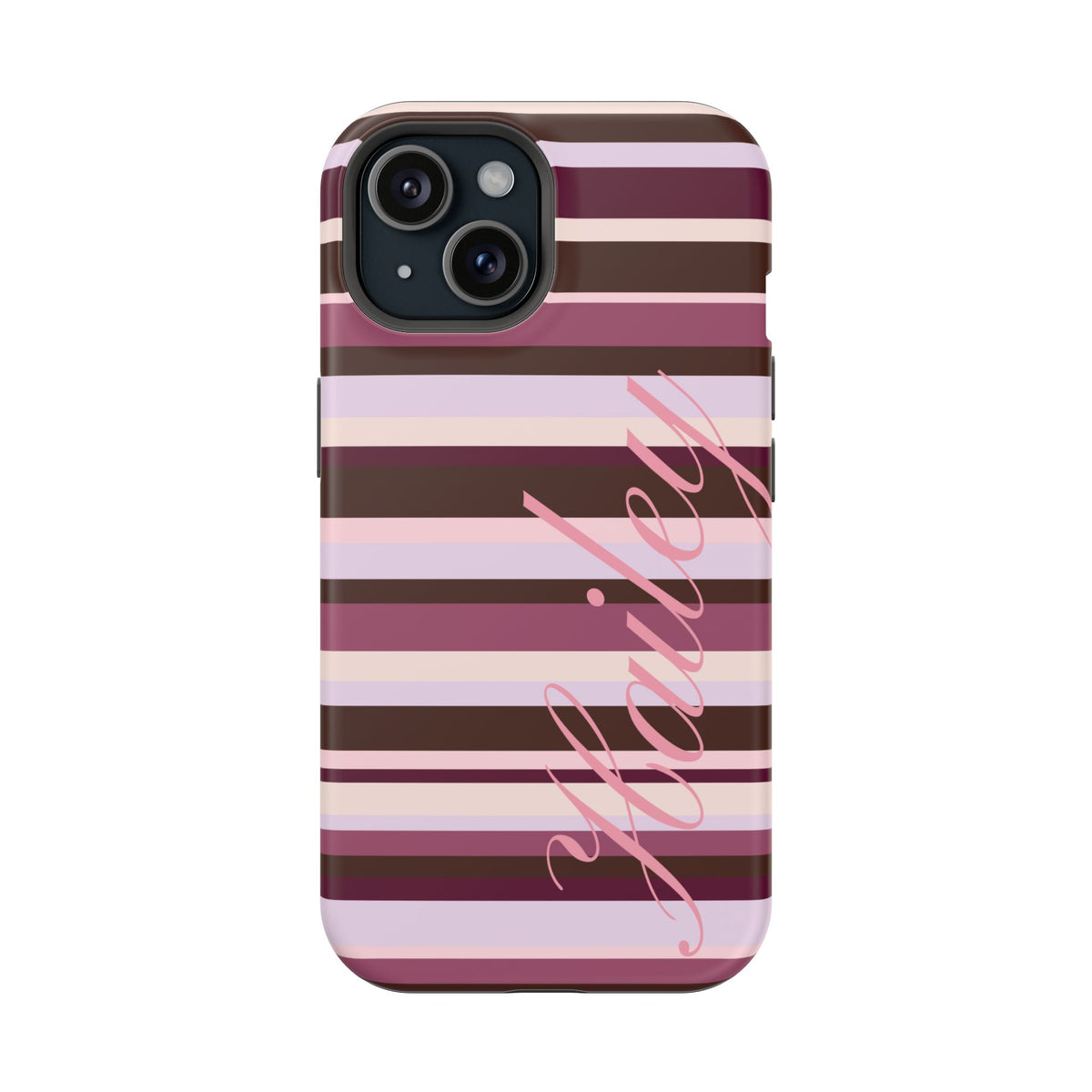 Custom Berry Mocha Stripes iPhone Case