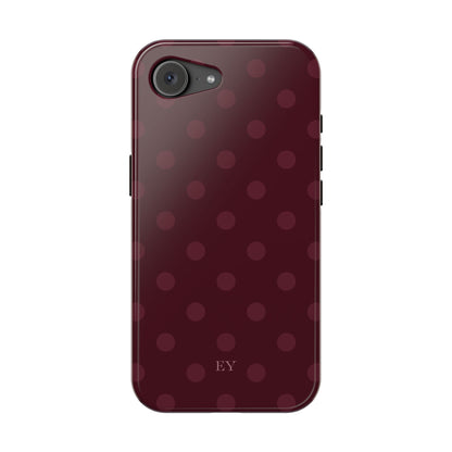 Custom Initials Burgundy Polka Dots iPhone Case