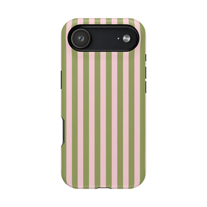 Pink Matcha Stripes iPhone Case