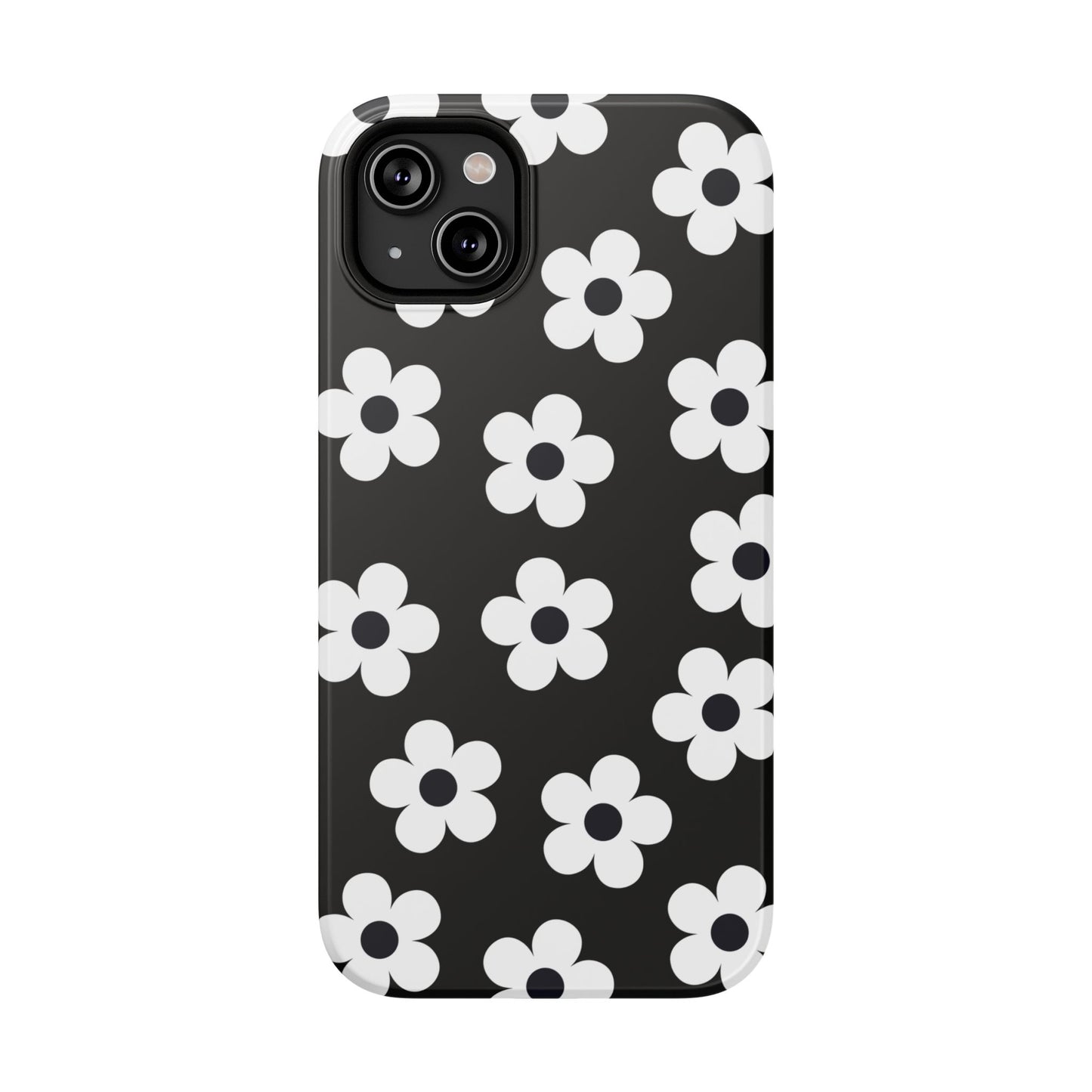 Black Retro Flowers iPhone Case