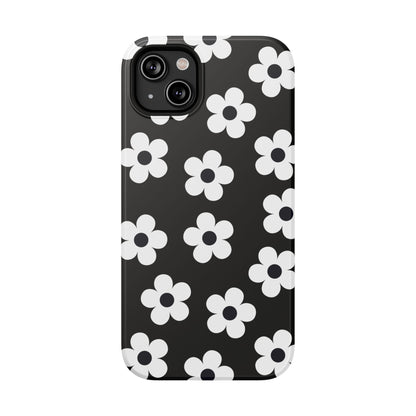 Black Retro Flowers iPhone Case