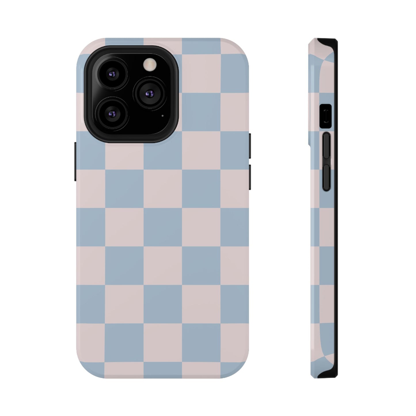 Light Pink & Blue Checkered iPhone Case