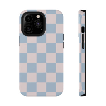 Light Pink & Blue Checkered iPhone Case
