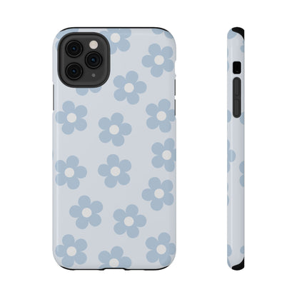 Light Blue Retro Flowers iPhone Case