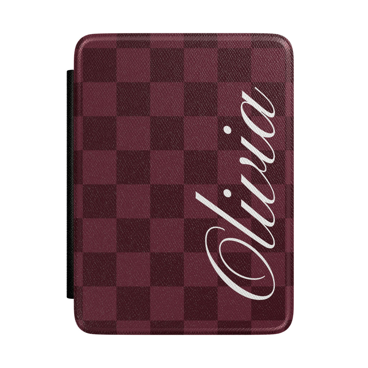 Custom Burgundy Checkered Kindle Case