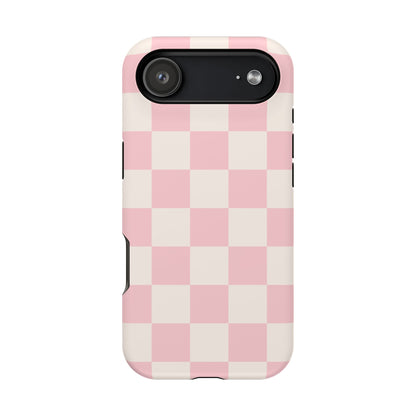 Light Pink & Beige Checkered iPhone Case